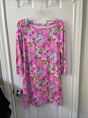 Lilly Pulitzer Pink Floral Long-Sleeve Shift Dress